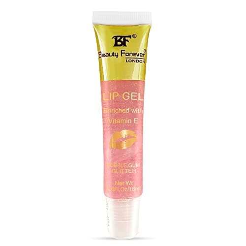 Image of Beauty Forever Clear Moisturizing Lip Gel Tube, Enriched with Vitamin E, Lightweight, Plain & Glitter Finish, Shimmer Infused, Available in 11 Flavours, 18ml (Bubble Gum Glitter)
