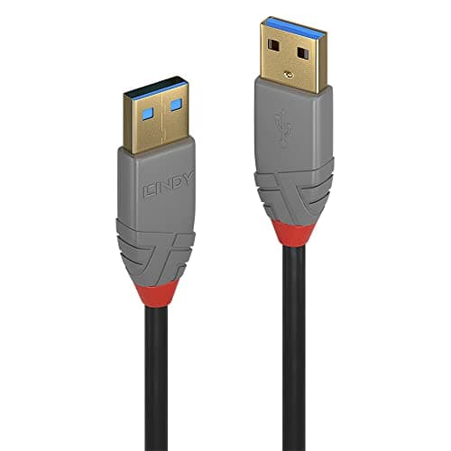 Image of Lindy 3m USB 3.2 Type A to A Cable, 5Gbps, Anthra Line, High Speed Data Transfer. Compatible with External Hard Drives, Cameras, Docking Stations, Switch, Hub, Printer, TV, Web Cam, DVD & Blu-Ray