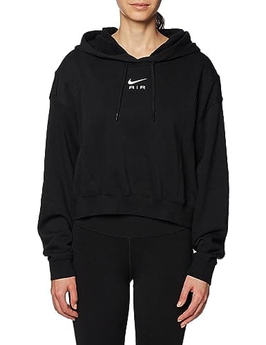 Image of NIKE DV8048-010 W NSW AIR OS MOD CROP FLC HD T-shirt Women's BLACK/BLACK/WHITE Size M