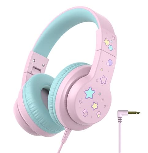 Image of iClever HS19 Kids Headphones with Microphone, Volume Limiter 85/94dB, Over Ear Girls Boys Headphones for Kids with Shareport, Foldable Wired Headphone for School/Travel