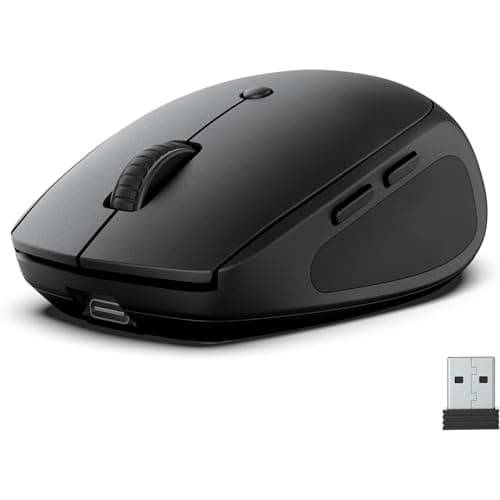 Image of JLab Go Charge Bluetooth Mouse, Rechargeable Wireless Mouse - Tri-Mode (BT 5.0/5.0/2.4Ghz) with USB-Dongle, Ergonomic, Multi Device Silent Mouse for Laptop, PC, Computer, iPad, Mac, Tablet