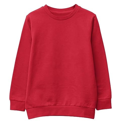 Image of L S U Unisex SweatShirt Boys Girls Fleece Jumper Classic Crew Neck Long Sleeve School Uniform Sweater RED 12-13
