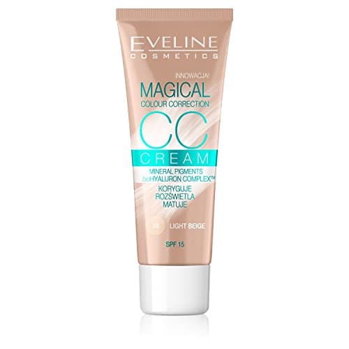 Image of Eveline Cosmetics Magical Colour Correction CC Multifunctional Foundation CC Cream SPF 15 - Light Beige #50, Hydrating and Smoothing with bioHYALURON Complex