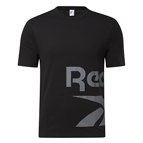Image of Reebok Unisex's Side Logo Vector Short Sleeve Tee T-Shirt, Black, XX-Large