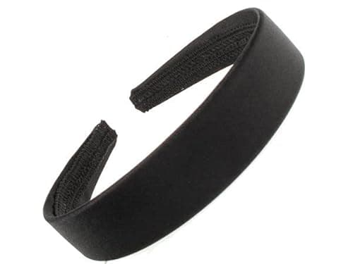 Image of 2.5cm (1") Black Satin Covered Plastic Alice Band Hair Band Headband No Teeth for Women Girls by Glitz4Girlz