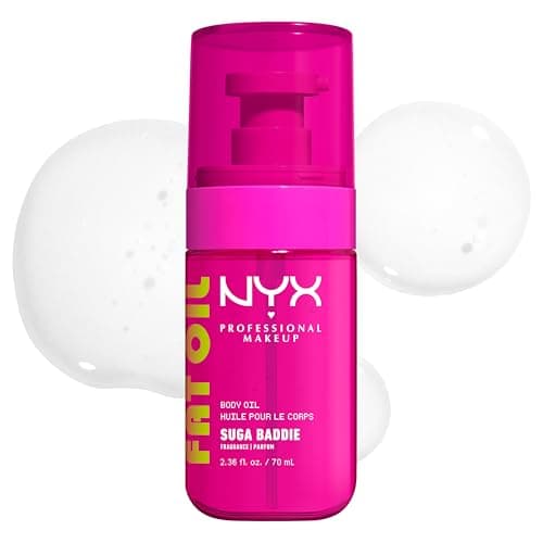 Image of NYX Body Oil, Fat Oil Shimmering Body Moisturiser for Glowing Skin, 24hr Hydration with Avocado Oil & Vitamin E, High-Shine Finish, Non-Greasy & Vegan, Suga Baddie