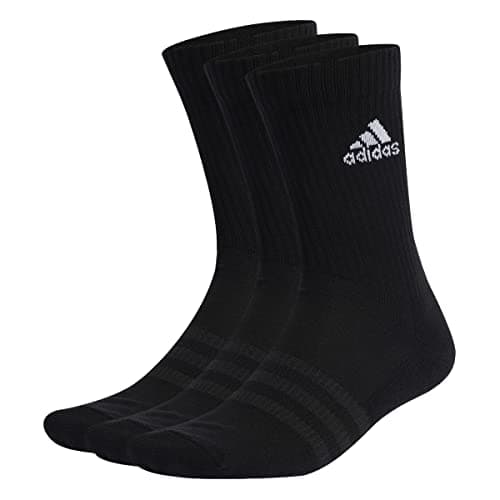 Image of adidas Unisex Cushioned Crew Socks 3 Pairs, Black/White, 6.5-8