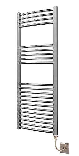 Image of Greened House Chrome Curved Electric Heated Towel Rail 500mm Wide (500mm W x 1200mm H)