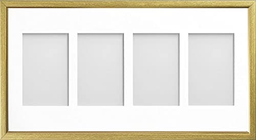 Image of Frame Company Drayton Multi Aperture Photo Frame, Gold with Gold Inset, 20x10 for 6x4 inch (x4)