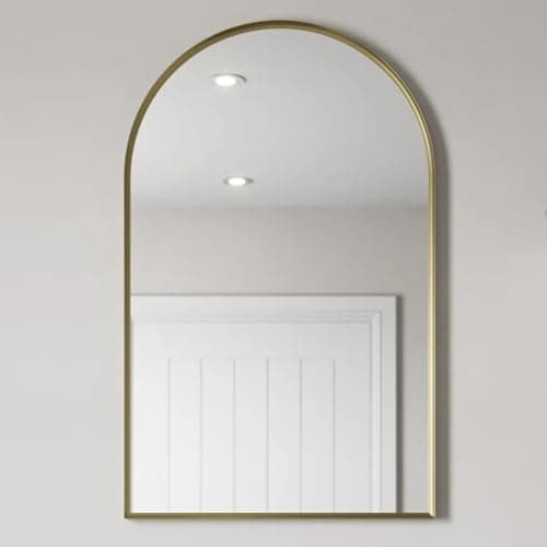 Image of Vasari® 500 x 800mm Brushed Brass Wall Mounted Mirror Vanity Mirrors Framed Arched Design 4mm Mirrored Glass