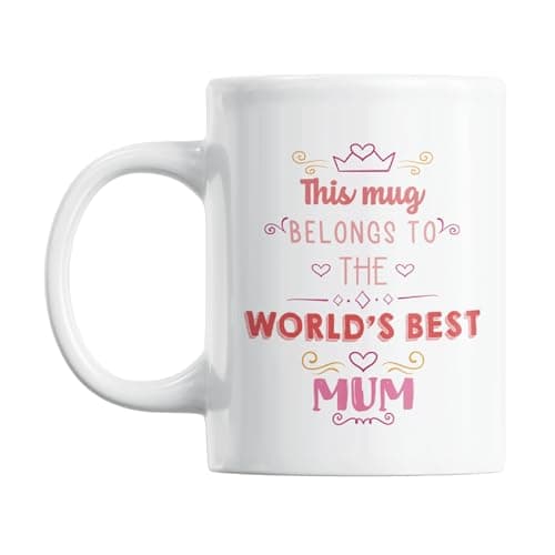 Image of Gift Island Worlds Best Mum Mug - Mothers Day Presents, Novelty Mugs for Women, Mummy Present from Daughter, New Mum Gifts, Mums Birthday Present, Mother Christmas Cups, Cute Coffee & Tea Cup