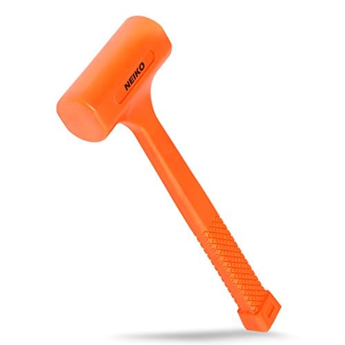 Image of Neiko 02846A 1 LB Dead Blow Hammer, Neon Orange I Unibody Molded | Checkered Grip | Spark and Rebound Resistant