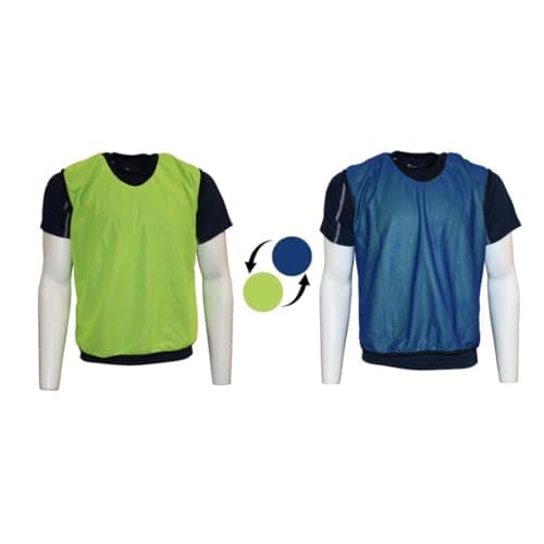 Image of Precision Reversible Mesh Training Bibs, Multi Sport Dual Colour Unisex Design, Football Hockey Rugby, Lightweight and Breathable Polyester, 50" Chest, Adults, Yellow/Royal Blue