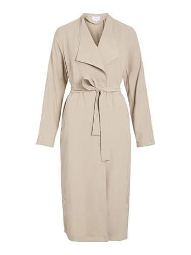 Image of Vila Women's Vilanni Trenchcoat nni L/S Long Trench Coat-Noos, Feather Gray, 10