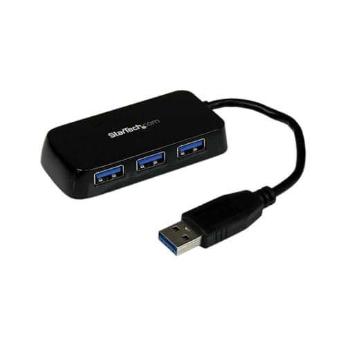Image of StarTech.com ST4300MINU3B - BLACK 4PORT EXTERNAL USB 3 - MINI HUB WITH BUILT-IN CABLE