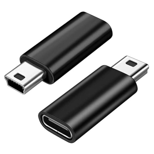 Image of Mepsies USB C to Mini USB Adapter 2 Pack, USB Type C Female to Mini USB 2.0 Type-B Male Adapter, Support Charging and Data Transfer, Black