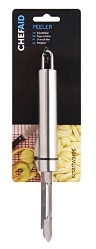 Image of Chef Aid Double Edged Stainless Steel Peeler, Ideal for Removing the Peel and Skin from Fruit and Vegetables, Fitted with Easy Store Hanging Loop, Dishwasher Safe, Silver