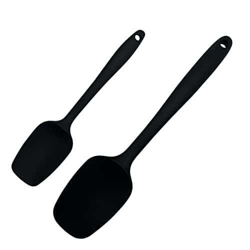 Image of Silicone Spoon Spatula, 2 Pcs Wok Spatula, Non-Stick Kitchen Utensils with Steel Core for Cooking, One Small Spatulas and Large Spatulas