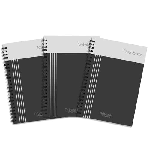 Image of Thboxes 3 Pack Spiral Notebook A5, Lined Wirebound Notebooks Bulk Journals 200Pages /100 Sheets, College Ruled Paper for Women Men Business Office School Travel, 14.8 x 21cm