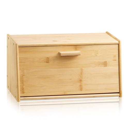 Image of Bread Bin Bread Storage Box Lift Up Lid Compact Wood Countertop Bread Storage for Kitchen Stylish, Eco-Friendly, and Practical Environmentally Conscious (Flat Pack)
