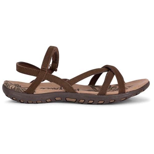 Image of Trespass Womens Leather Sandals Kimbra - Active Summer Walking Sandals, Ladies Hook Loop Strap Shoes, Casual Holiday Outdoor Sandals, Cushioned Moulded Footbed