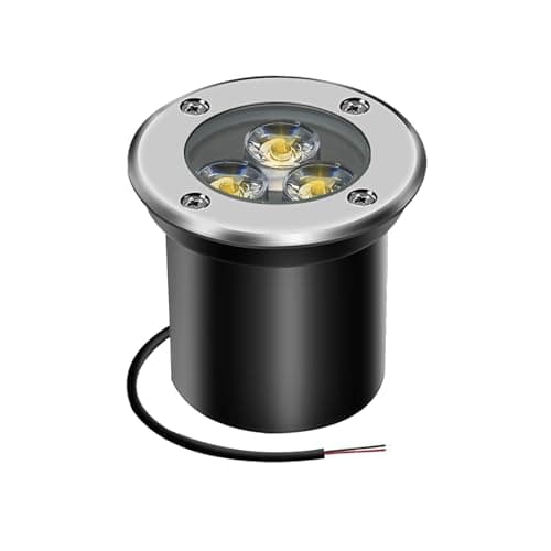 Image of AHOTSUK 3W LED In-Ground Lights - Mains Powered Outdoor Garden Well Lights 12V 24V IP67 Waterproof Low Voltage Landscape Lighting for Driveway, Deck, Steps, Pathway - 3000K
