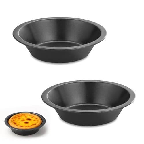 Image of Musiook 2 PCS 5 Inch Pie Dish Individual, Small Individual Pie Dish, Non-Stick Mini Pies Pans, Cake Tin, Carbon Steel Round Baking Tins, Perfect for Baking Pies, Tarts, Cakes, and Desserts