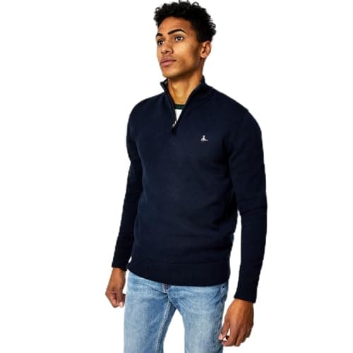 Image of Jack Wills Mens Funnel Neck Half Zip Jumper Navy XXL