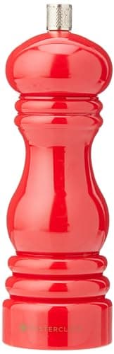 Image of MasterClass Pepper Mill or Salt Grinder with Interchangeable Cap, Plastic, Red, 17 cm