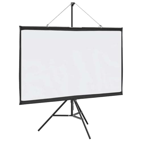 Image of vidaxl - 50" matte white projector screen with tripod - 16:9 format - iron/polyester - portable for home theater, offices, classrooms - quick assembly - enhanced viewing experience