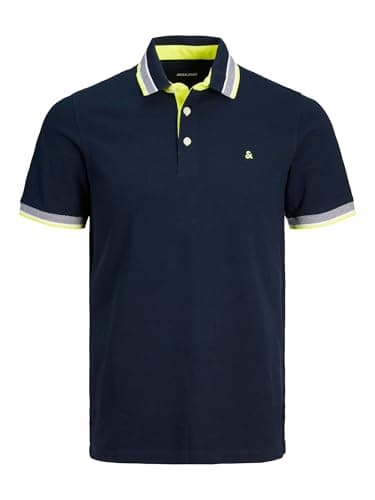 Image of JACK & JONES Mens Jjepaulos + Fit Polo Shirt, Navy, XL UK