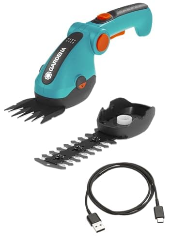 Image of Gardena Set Forbici a Batteria per Erba e siepi ComfortCut Li: Forbici per Prato e per siepi, Impugnatura Comoda inclinabile con indicatore a LED, Cambio Lama Senza Utensili (9888-20)