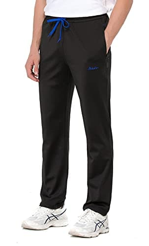Image of Clothin Men's Exercise Pants with Zipper Pockets Elastic Waist Sweatpants for Athletic Running Fitness - black - X-Large