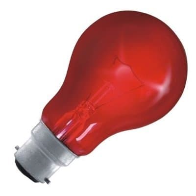 Image of 2 X Eveready GLS Bulb - Fire Glow Red - 60w Bayonet Cap B22