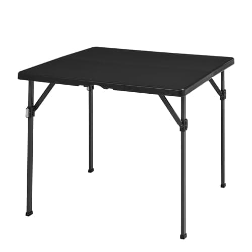 Image of Amazon Basics Square Folding Table with Carrying Handle, Indoor & Outdoor, Portable, Lightweight, Travel and Dining Table, Picnic, Camping, Black, 86.1 x 86.1 x 74 cm