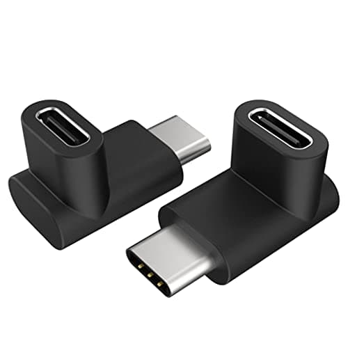 Image of Akasa Right Angle USB Type-C Male to Female Adapter | USB 3.2 Gen 2 | 10 Gbps Data Transfer | Support Fast Charge | For Laptop, PC and USB C Device | Black | 2 Pack | AK-CBUB63-KT02