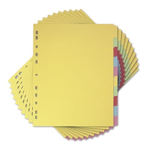 Image of Elba A4+ Yellow 10 Part File Dividers, 10 Pack for Office School & Home Organisation, Durable Filing Dividers Suitable for Punched Pockets