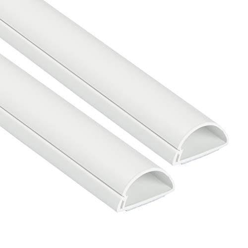 Image of D-Line 30x15mm Cable Trunking 2m Pack, Half Round Profile, Self-Adhesive Wire Cover, Paintable Cable Management - 2x 30mm (W) x 15mm (H) x 1-meter Lengths - White