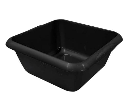 Image of TRTO Graphite Colour 7 Litre Square Washing Up Bowl Plastic Kitchen Basin Sink Dish Cutlery Tidy Easy To Use