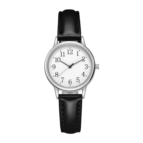 Image of Women's Watch, 36mm Elegant Analog Quartz Timepiece with Silver Case, White Dial, and Adjustable Leather Strap – Stylish Wrist Watch for Ladies