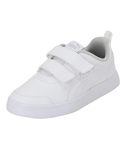 Image of Puma Boy's Unisex Kids COURTFLEX V3 V INF Sneaker, White White-Silver Mist, 9 UK Child