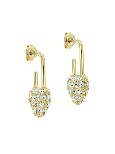 Image of Ted Baker Payton Pave Crystal Padlock Heart Drop Earrings for Women (Gold/Crystal)
