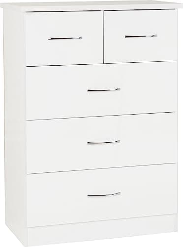 Image of Seconique Nevada 3+2 Drawer Chest in White Gloss
