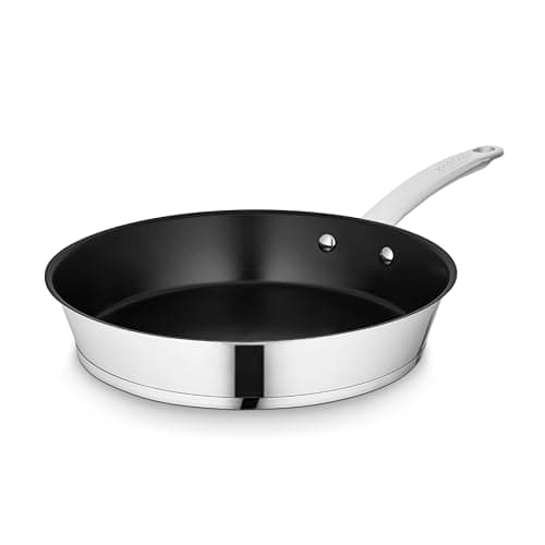 Image of Good Food in Partnership with Tower 28cm Frying Pan with 10x Stronger Ceramic Non-Stick Coating, Induction Compatible and Oven Safe, Stainless Steel