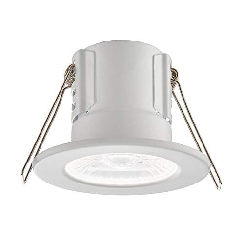 Image of National Lighting SHIELDECO Matt White Finish Steel Fire Rated Cool White LED Anti Glare Low Profile Ceiling Downlight Spotlight IP65 Rated for Bathroom, Shower, Kitchen, Lounge