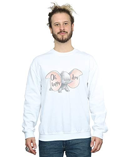 Image of Disney Men's Dumbo Happy Day Sweatshirt White Small
