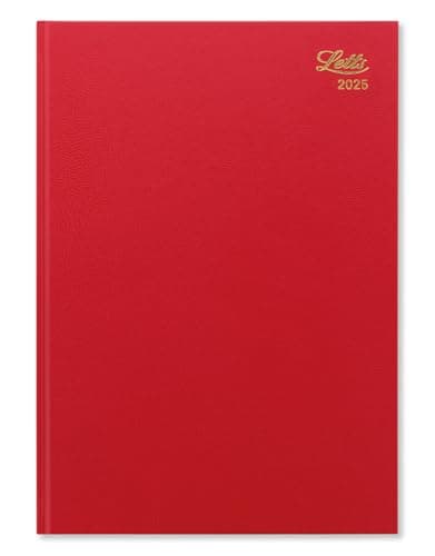 Image of Letts of London Standard A4 day to a page 2025 diary - red