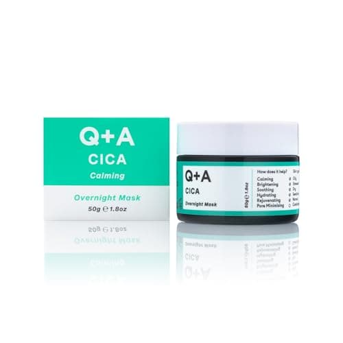 Image of Q+A Cica Overnight Face Mask (50g), Calming, Hydrating and Barrier-Strengthening Face Care, Sleeping Mask for Sensitive, Stressed and Dry Skin, With Centella Asiatica