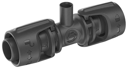 Image of Gardena Micro-Drip-System T-Piece for Spray Nozzles: Connection of 13 mm pipes and a spray nozzle, automatic watering or plants, Quick and Easy connection technology, reusable (13206-20)
