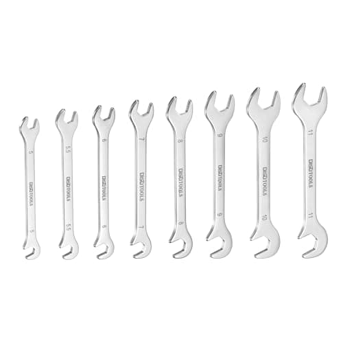 Image of sourcing map Super-Thin Open End Wrench Set 5/5.5/6/7/8/9/10/11mm Metric Double Open-End Wrench 30Cr13 Stainless Steel Spanner with 15°and 75° Angled for Auto Repairs Home Projects